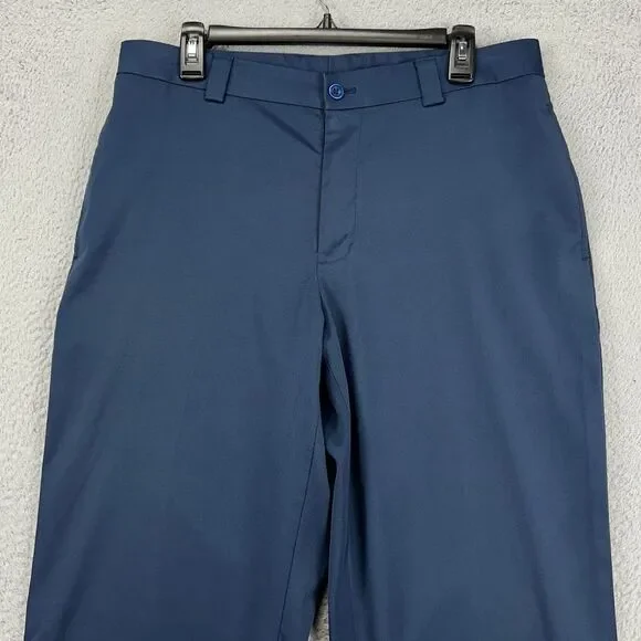 Slazenger Chino Golf Pants Mens 34X34 Navy Blue Athletic Straight Fit Flat Front
